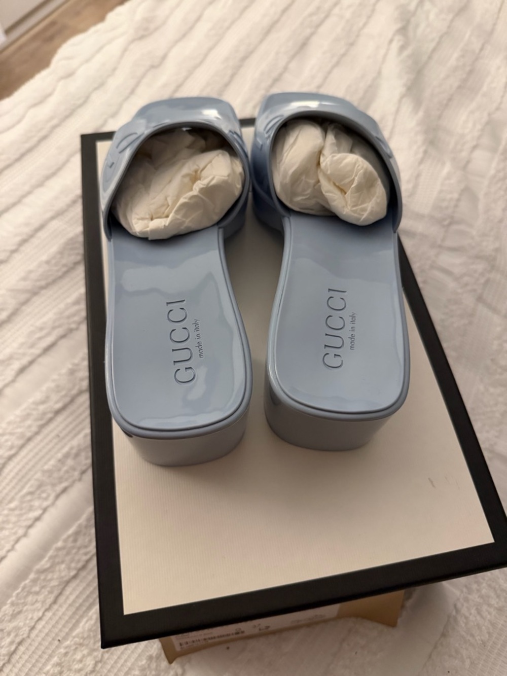 Gucci Light Blue Slide Sandals - Picture 3 of 5